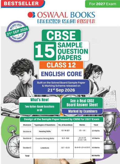 Oswaal CBSE 15 Sample Question Papers English Core for Class 12 2027 Board Exam
