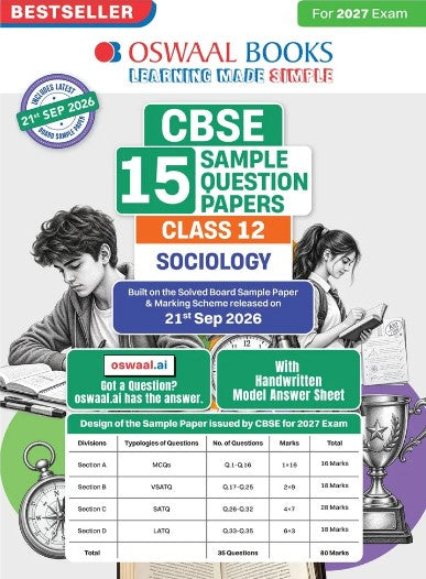 Oswaal CBSE 15 Sample Question Papers Class 12 Sociology for 2027 Exam