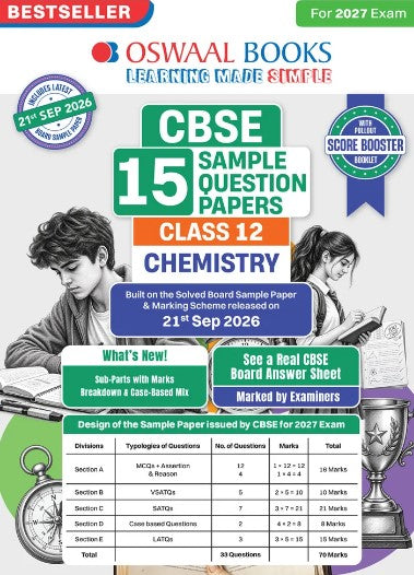 Oswaal CBSE 15 Sample Question Papers Chemistry for Class 12 2026 Board Exam