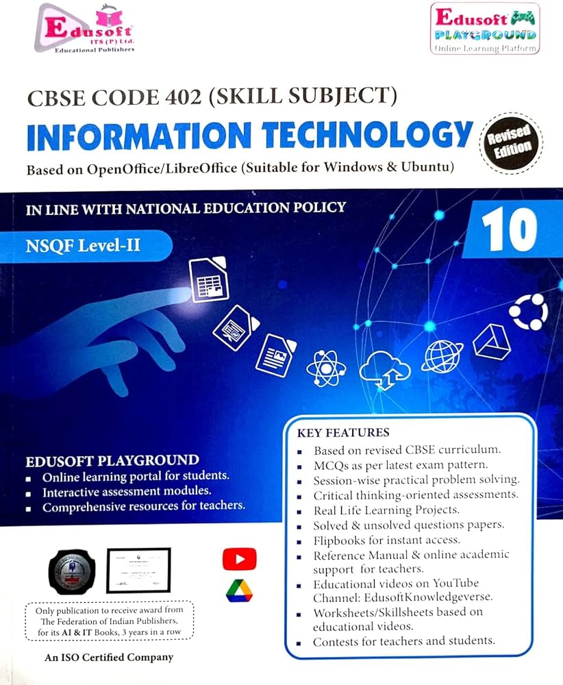 Edusoft CBSE CODE 402 Information Technology NSQF Level-2 Class 10 ...