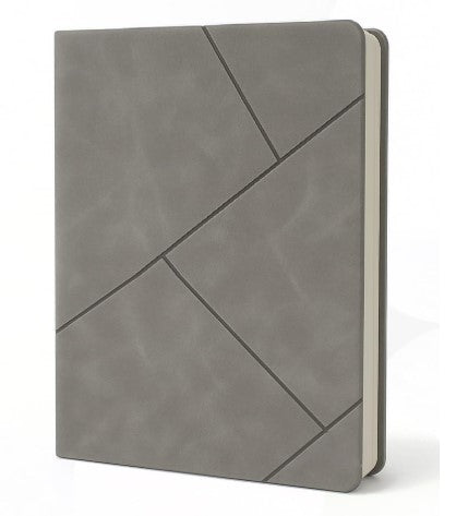 AccuPrints A5 Notebook Executive Professional Office Diary Geometric Pattern Notebook with Lined Pages, Grey Leather Cover, (200 Ruled Pages, 80 GSM, Grey)