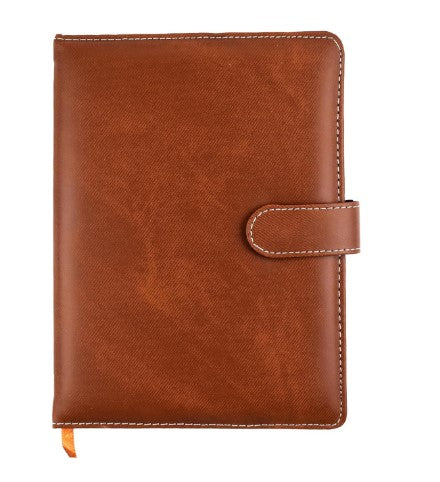 Cubic A5 Premium Textured Foambound PU Leather Diary | Light Tan Color | Secure Button Closure | Built-in Pen Holder & Ribbon Bookmark | 160 Lined Pages | Ideal for Work, Study & Journaling