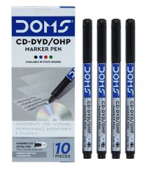 Doms CD-DVD/OHP Marker Pens - Black Pack of 10