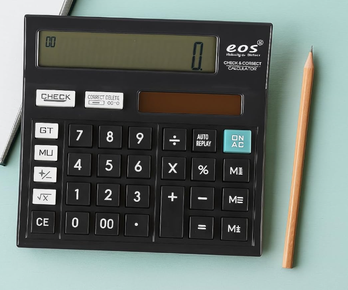 CT-512 12 Digit Dual Power Basic Calculator with Solar Power Recharge for Office & School Purpose