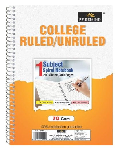 Freemind A4 Spiral Notebook, Single Line, 400 Pages, Pack of 4