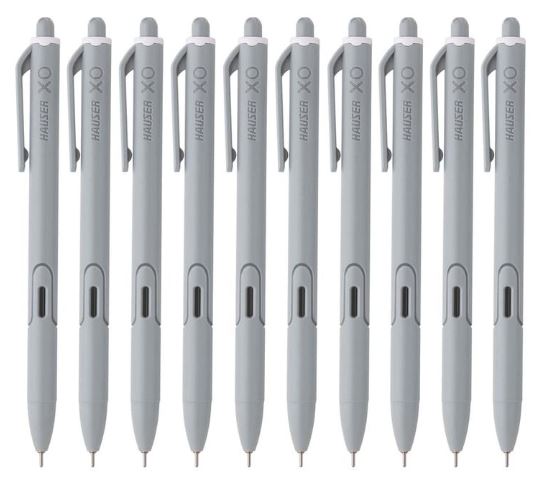 Hauser XO RT Retractable Ball Pen | Sleek Body & Minimalistic Design | Black Ink, Set Of 10