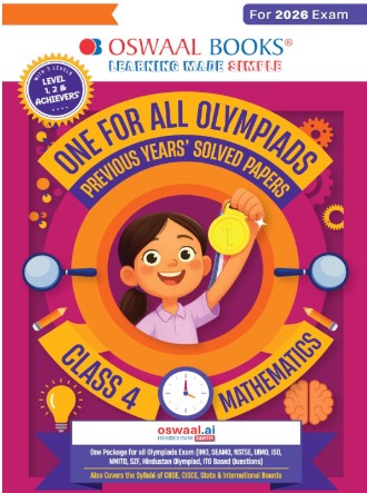 Oswaal One For All Olympiads Class 4 Maths Prep-Guide Book | Chapter-wise Previous Years' Solved Papers | With Sample Practice Papers & Oswaal.AI