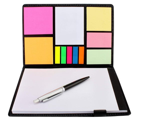 UmI. A5 Size Faux Leather 12 In 1 Large Size Memo Notebook Notepad With Multi Size Sticky Notes Diary Style