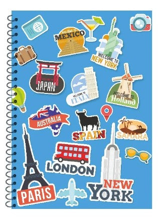WOW A5 Wiro Bound Diary β Premium Spiral Notebook with Travel-Themed Cover | 100 Pages