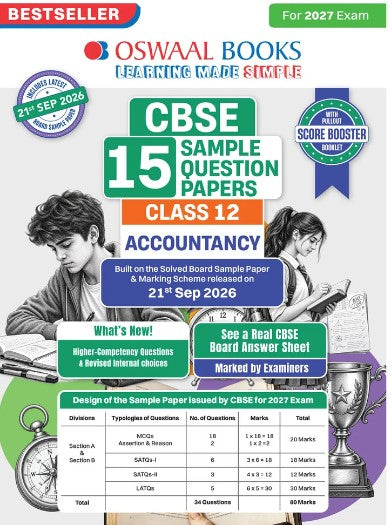 Oswaal CBSE 15 Sample Question Papers Accountancy for Class 12 2027 Board Exam