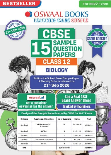 Oswaal CBSE 15 Sample Question Papers Biology for Class 12 2027 Board Exam