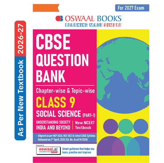 Oswaal CBSE Social Science Part-I (Understanding Society India And Beyond) Question Bank Chapterwise & Topicwise Class 9 | For 2027 Examinations