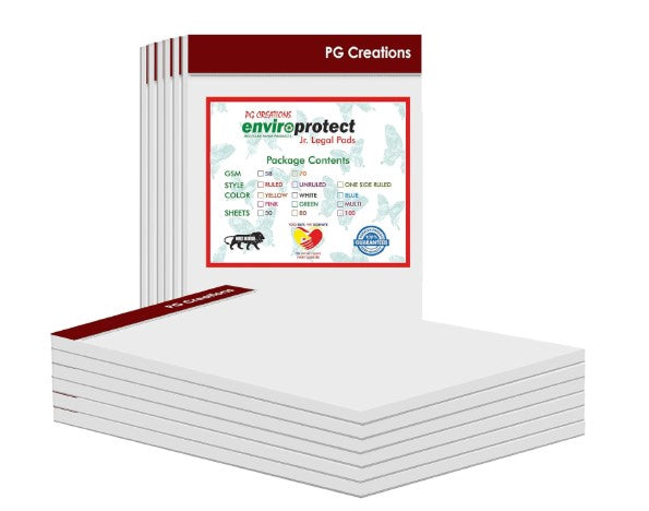 A5 Size, Pack of 6 Pads, Unruled Notepads for Writing, 50 Sheets per Pad, 70 Gsm Plain Blank Paper Writing Pads for Office, Home & Students, 5x8 Inch, White