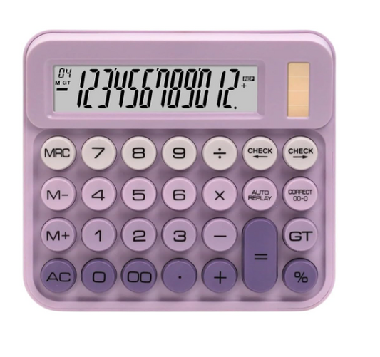 Blue Tick CandyPop Calculator- Dual Power Solar & Battery with Retro Design & Large Candy Buttons (Purple)
