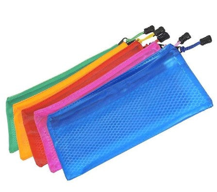 Cheque Size Pouch with Zipper, Waterproof Zipper Pouches A5 Document Holder/Pen Pencil Case/Stationery Storage Bags/Cosmetic Pouch/Travel Organizer (Multicolor, Small Size) (Pack of 10, Cheque)