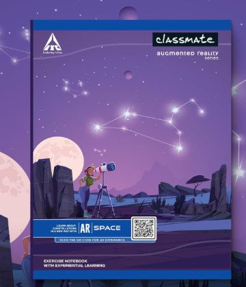 Classmate Augmented Reality Notebooks - 140 Pages | Pack of 3 Long Size Ruled Notebooks for School Students | Immersive AR Learning Experience | Single Line