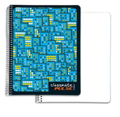 Classmate Pulse 6 Subject Notebook- Unruled, 300 Pages, Spiral Binding, 240mm*180mm