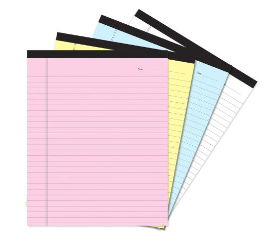 Clickedin - Office Notepads, A4 Size 275 X 205 MM Legal/Wide Ruled Pack of 4 Colours Writing Office and Memo Pads