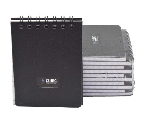 Cubic A7 Wiro Pocket Notebook - Pack of 10 (Black) | Spiral-Bound, Compact & Portable Notepad for Office, School, and Everyday Use