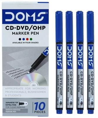 Doms CD-DVD/OHP Marker Pens - Blue Pack of 10