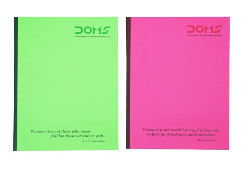 Doms Neon Series Soft Bound Notebook | Single Line, 200 Pages | Ideal for School, Home & Office | Pack Of 3 | Color & Design May Vary