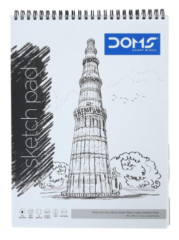 Doms Wiro Binding Notebook | Sketch Pad | Plain | 110GSM | 100 Pages | Pack of 1