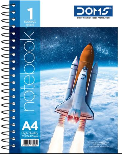 DOMS 1 Subject A4 Spiral Notebook (Space Series) | Unruled Line