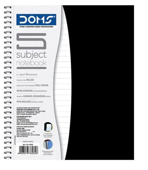 DOMS Polycover 1 Subject Wiro Notebook S/L 21.6x14Cm
