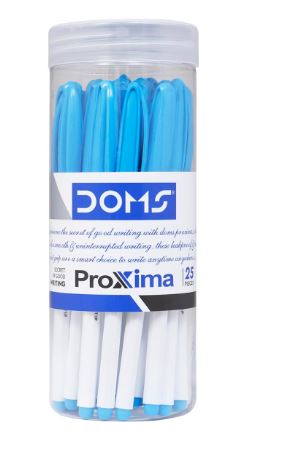 Doms Proxima Ball Pen Jar Pack | Fine Tip Ball Pen | Lightweight & Simple Body Design | Blue Ink, 25 Pens Pack