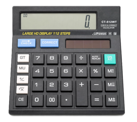 Electronic Calculator with Long Battery Life + Solar Power- 12 Digits Calculator 512 Calculator Best for Office Shop Students in Black Color (1 pc)
