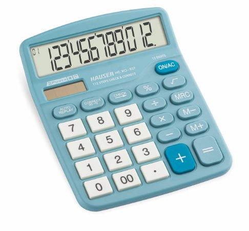 Hauser HC XO-837 Desktop Electronic Calculator | Solar & Battery Dual Power