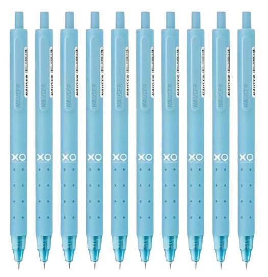 Hauser XO Click Retractable Gel Pen | Needle Spring Tip for Super Soft & Smooth Writing Experience | 5 Blue & 5 Black Ink