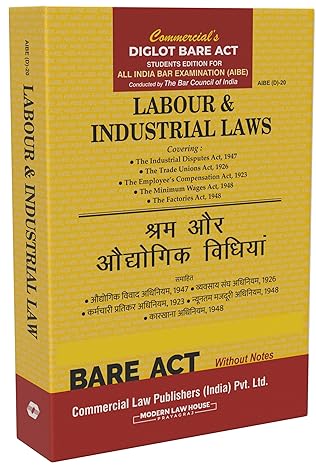 Labour and Industrial Laws | AIBE | Diglot Edition (Hindi & English) | Bare Act with Subject Index