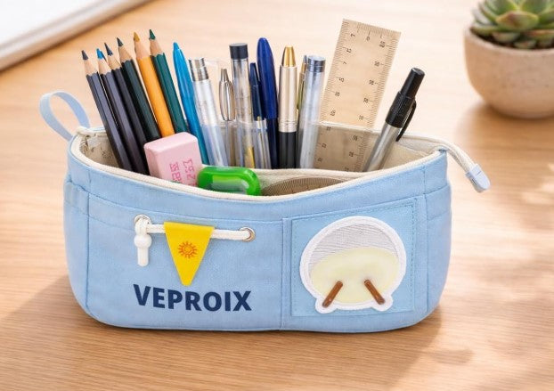Large Capacity Pencil Case for School College Multi Compartment Stationery Pouch Durable Zipper Pen Bag Student Organizer Cute Aesthetic Pencil Box for Kids Girls Boys Office Use (Sky Blue)