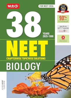 MTG 38 Years NEET Chapterwise Topicsiwse Solutions Biology For 2026 Examinations As Per NCERT 11th & 12th
