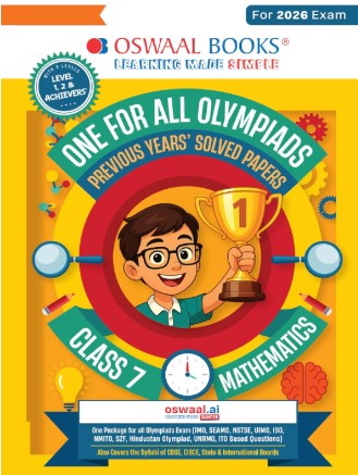 Oswaal One For All Olympiads Class 7 Maths Prep-Guide Book | Chapter-wise Previous Years' Solved Papers | With Sample Practice Papers & Oswaal.AI