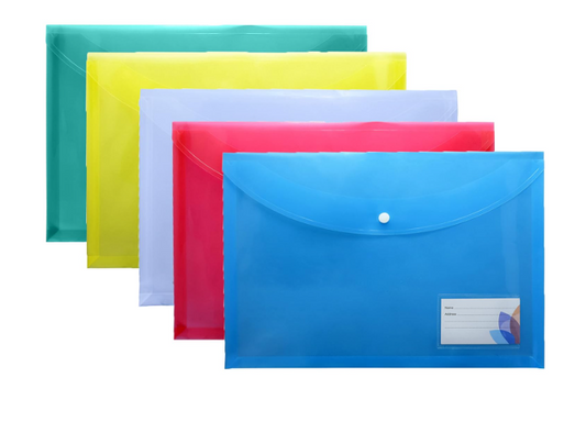 Shuban Document File Folder with Button Lock | Certificate & Report Organizer | Waterproof Plastic Expanding File | Office & School Use 12 Pcs