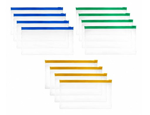 Transparent Waterproof PVC Zipper Pencil Pouch | Clear Stationery Multipurpose Soft Zipper Pouch Case for School Office Travel Storage Pens Pencils Cosmetics Accessories Pack of 10