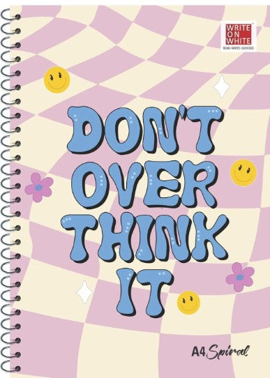WOW Don’t Over Think It A4 Size 5 Subject Spiral Longbook | 400 Pages| Ruled | Soft Cover | For Smooth & Organized Note-taking.
