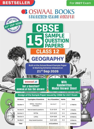 Oswaal CBSE 15 Sample Question Papers Class 12 Geography for 2027 Exam