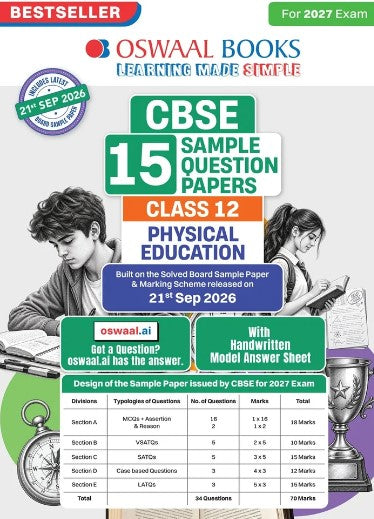 Oswaal CBSE 15 Sample Question Papers Class 12 Physical Education for 2027 Exam